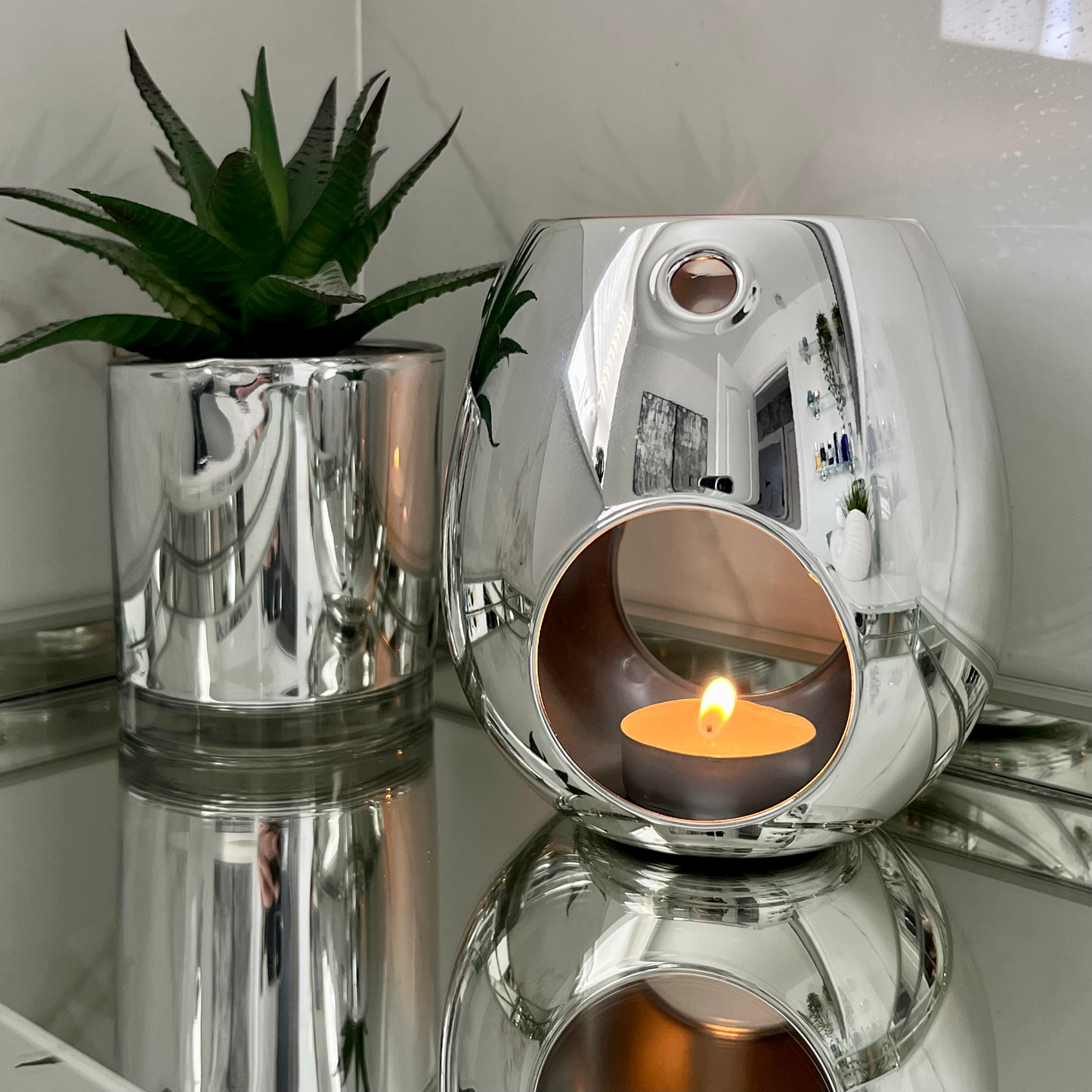 Chrome Glass Wax Melt / Oil Burner